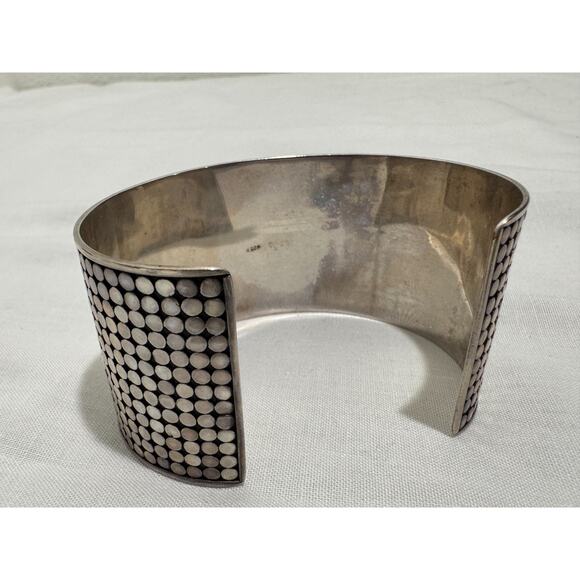 Sterling Silver 925 Dot Wide Cuff Bracelet Dotted 52 Grams Large Modernist - Picture 2 of 11